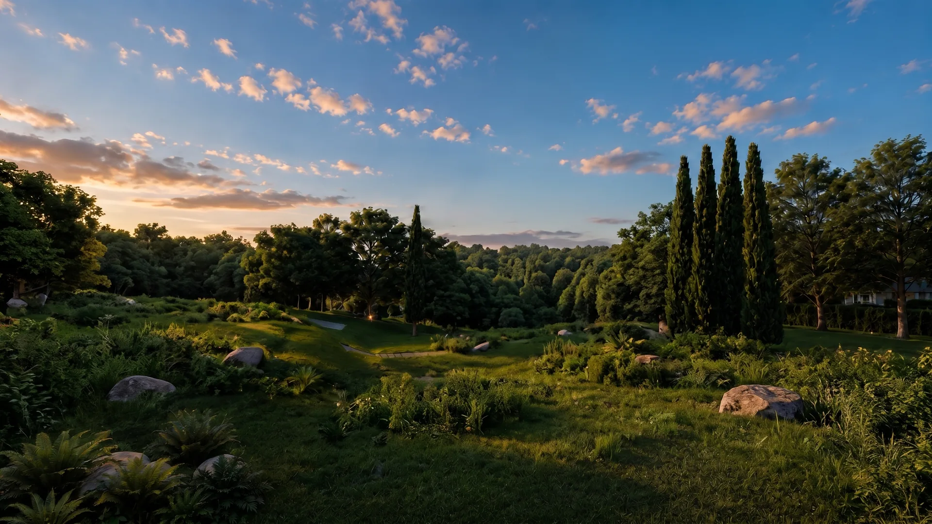 Terreno com vegetação ao entardecer, antes da obra